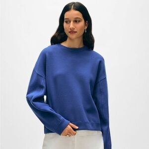 White + Warren Women Superfine Organic Cotton Easy Sweatshirt Sapphire
